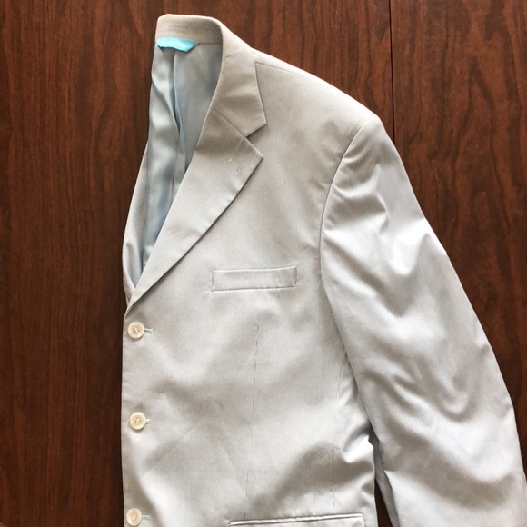 REFLECTIONS 2-Piece Costal Beach Cotton Blend Baby Blue Pinstripe Suit - Picture 7 of 13